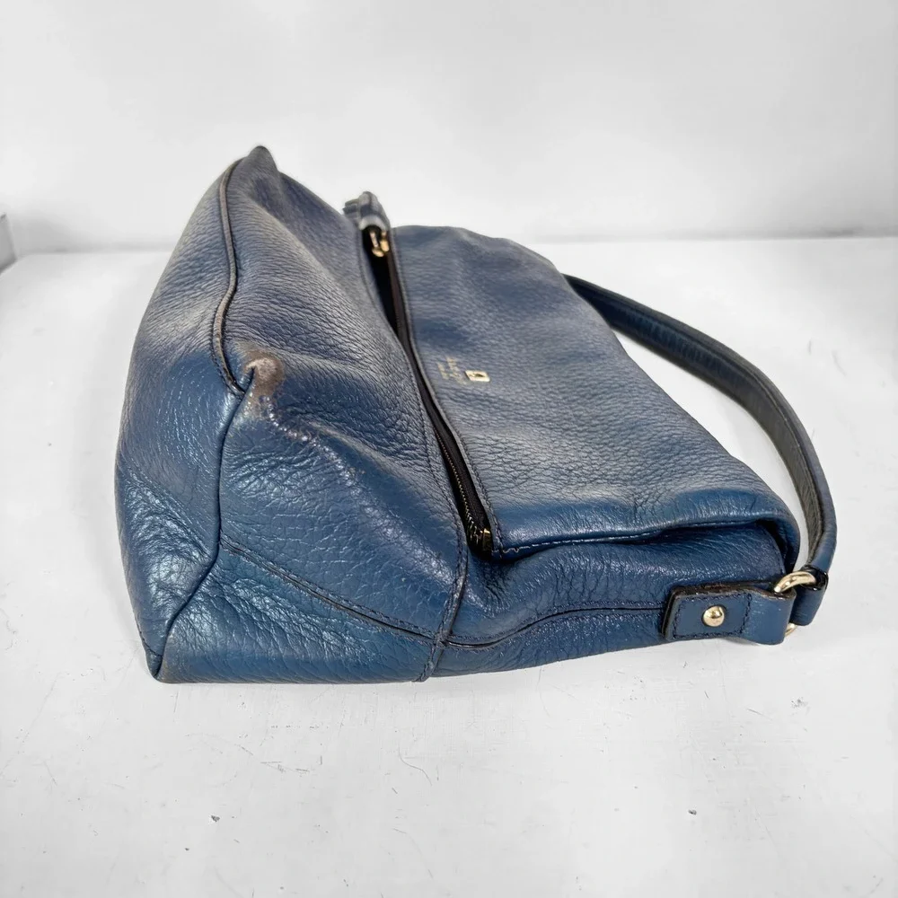 Kate Spade Cobble Hill Little Minka Navy Blue‎ Pebbled Leather Satchel Bag